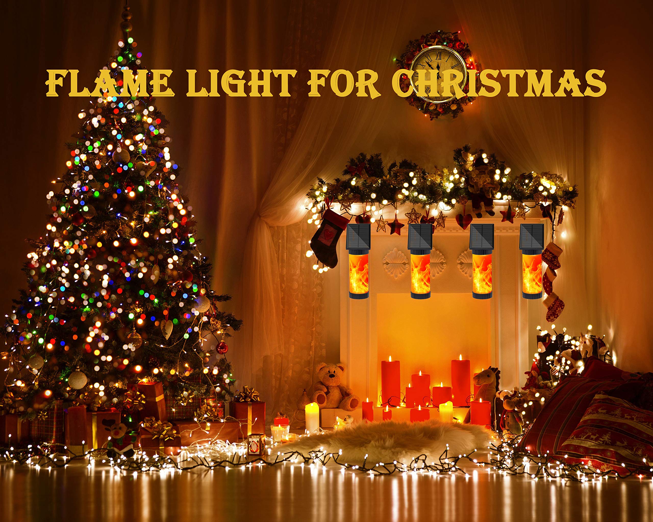 Elivern Solar Lights,Led Flame Light, Waterproof Outdoor Light Sensor Solar Light, Perfectly Decorative Lights for Garden, Landscape, Patio and Driveway