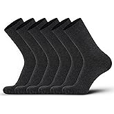 DarkCom Men's Dress Socks, Black, 6 Pairs Classic Cotton Polyester Socks, Reinforced, Cozy