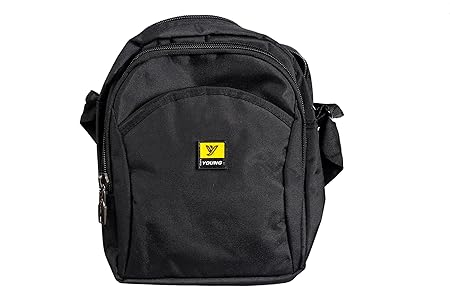 Unique Ideas Mens 4 Pockets Nylon Black Sling/Cross-Body Messenger Bag