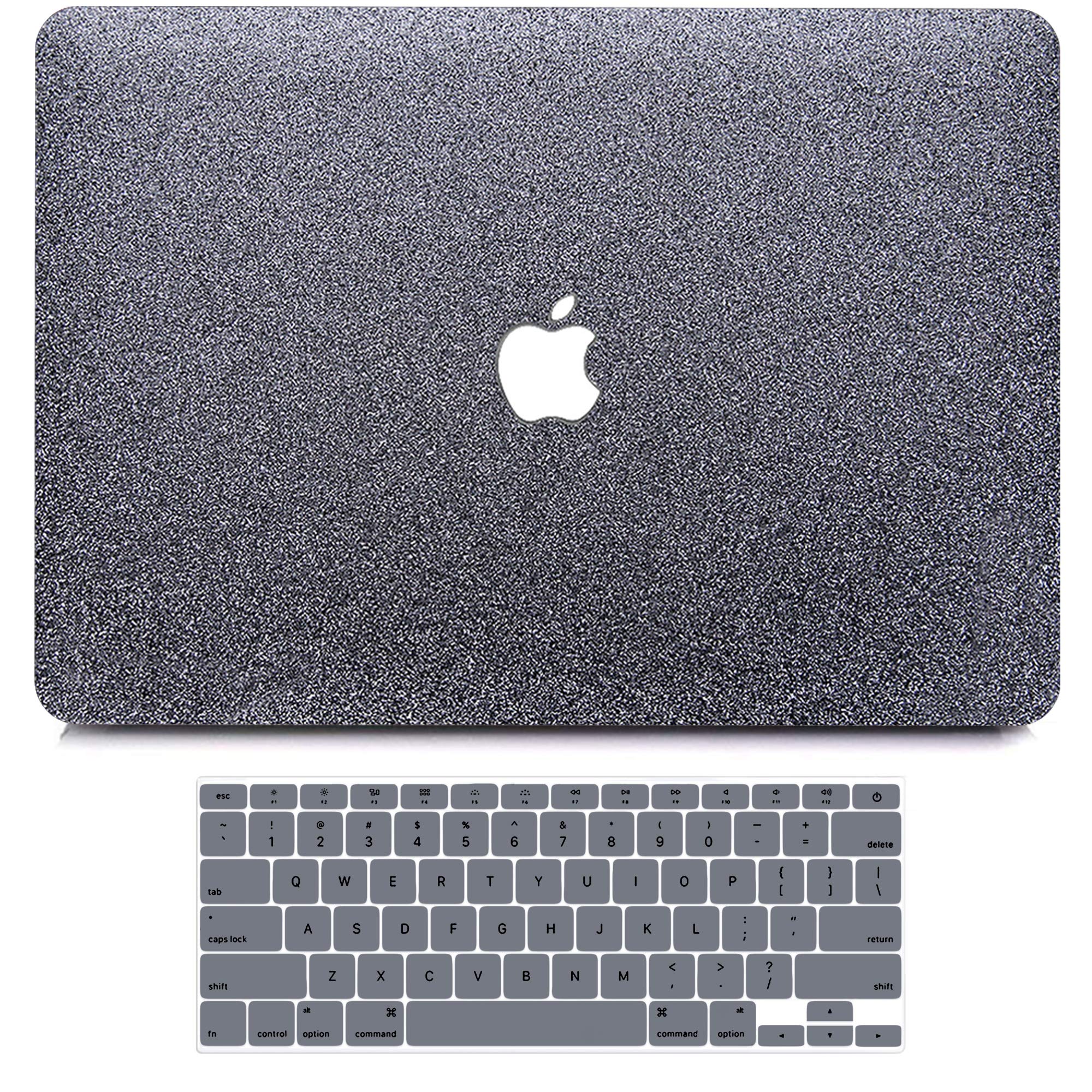 Anban MacBook Air 13 inch Case A1466 A1369 Release 2010 - 2017, Sparkly Bling Smooth Slim PU Leather Protective Laptop Shell Cover with Keyboard Cover Compatible with Mac Air 13, Shining Gray
