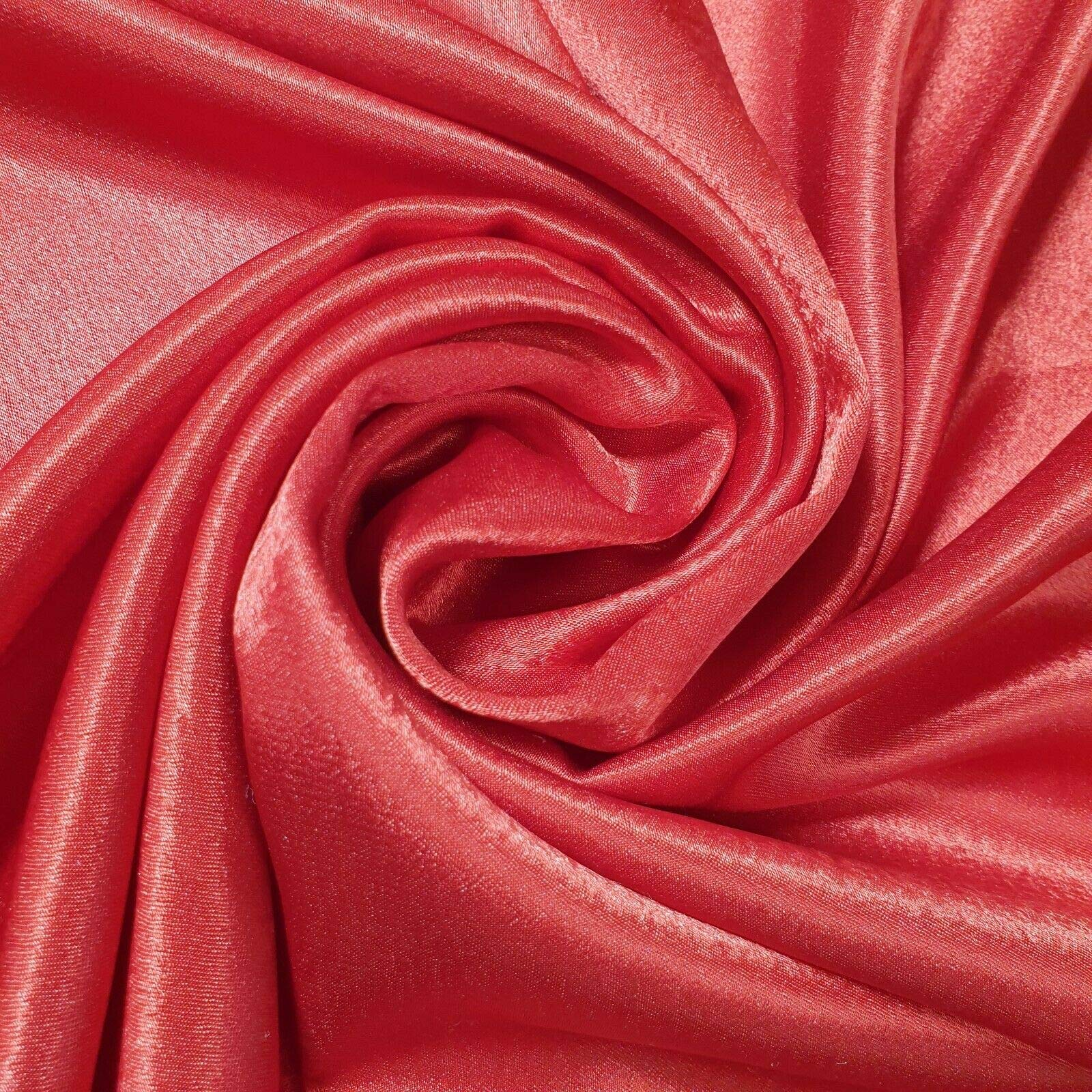 100% Polyester/Crepe Backed Poly Silk Silky Satin Fabric, Dressmaking, Wedding, Prom - Dress Craft Fabric Material 58" - 150 cm Wide Sold As 1 Meter Pre - Cut Lengths (Red)