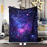 kampdream Space Fleece Throw Blanket, Galaxy Universe Starry Night Sky Nebula Stars Comforter Nap Throws for Couch Chair Bed Decor Comforter 40×50 inch