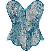 Dreay Womens Vintage Corset Bustier Lace Up Boned Overbust Corset Shapewear Top Renaissance Corset Tops for Women