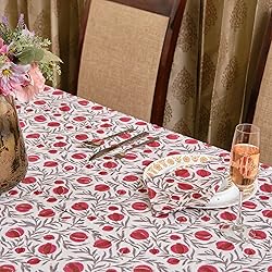 Ridhi -Sangria Red Cotton Tablecloth, Handblock