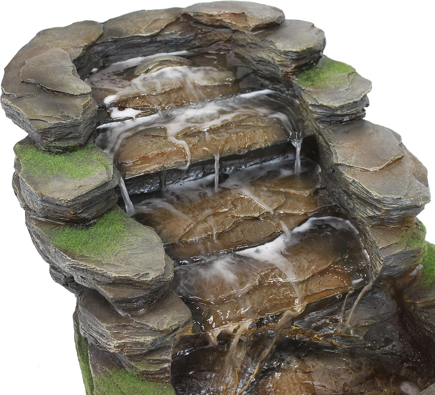 Sunnydaze Shale Falls Outdoor Fountain with LED Lights - Rustic Exterior Standing Water Feature - Corded Electric - Ideal for Patio, Balcony, Garden, Front Porch or Landscaping - 13-Inch: Sunnydaze Decor: Kitchen & Dining