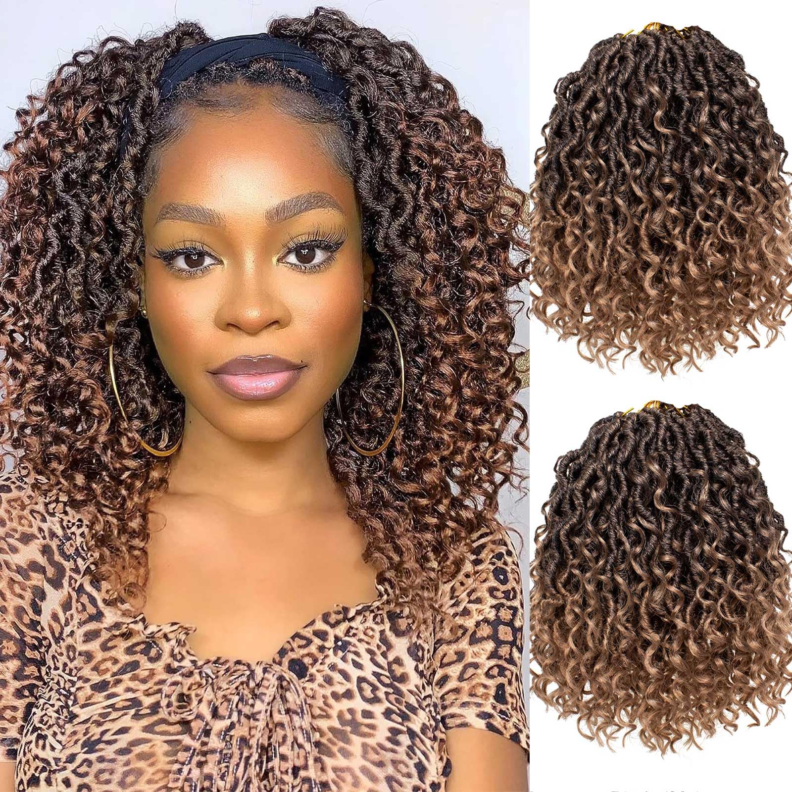 Xtrend 8 Packs Ombre Goddess Faux Locs Crochet Hair 14Stands/Pack 10 Inch Bohemian Locs Crochet Hair River Faux Locs Synthetic Braids Hair Extensions T27# — image 1