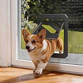 LIBBEPET Dog Door for Screen Door with Lockable Flap for Dog &le;50 lbs, Black | Outer Size 13"x17", Reinforced ABS Frame, Magnetic Auto-Reset Flap, Mosquito Resistant Brush, Scratch Resistant