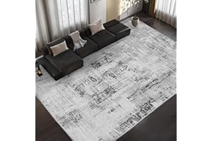 Vamcheer Washable Area Rug - Machine Washable Modern Abstract Rug for Living Room Bedroom, Kitchen, Non-Shedding Soft Easy-Clean Carpet, 5x7FT Grey