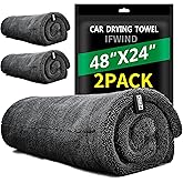 IFWIND 2 Pack Car Drying Towels (48&rdquo;x24&rdquo;),Extra Large Double-Twist Pile Drying Towels Car Detailing for Car Care Wash,Car Super Cleaning Supplies Accessories kit,Ultra Absorbency