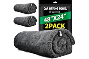 IFWIND 2 Pack Car Drying Towels (48”x24”),Extra Large Double-Twist Pile Drying Towels Car Detailing for Car Care Wash,Car Super Cleaning Supplies Accessories kit,Ultra Absorbency