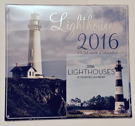Amazon Lighthouses 16 12ヶ月カレンダー ミニチュア灯台カレンダー付き カレンダー 文房具 オフィス用品