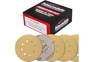 ProductionShop Premium 40 Grit 5" Gold Sanding Discs, 8-Hole Pattern, Box of 80 - Dustless Hook & Loop Backing Sandpaper for DA & Random Orbital Sanders, Sand Auto Paint, Wood, Woodworking Furniture