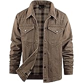 Rousytn Men's Flannel Lined Denim Jackets Cowboy Cut Western Vintage Rugged Jean Trucker Jacket with Pockets
