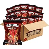 Taqueritos Dragon Fire, Spicy Rolled Corn Tortilla Chips, with Chili and Lime Flavor, for Parties, Events, and Sharing, 8 Ounce Bags (Pack of 20)