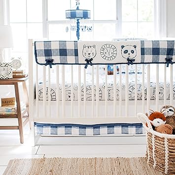 navy buffalo check crib bedding