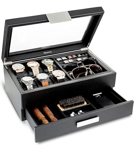Amazon.com: Glenor Co Valet Jewelry Box for Men - Holds 6 Watches