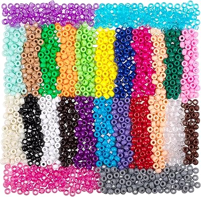 GMMA Colourful Plastic Pony Beads for Bracelet for Jewelry Making for Friendship Bracelets 6x9mm Multi-Colored for Beads Hair Braiding DIY Bracelet Necklace Party Decoration Supplies