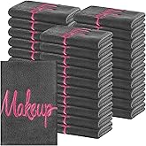 Preboun 96 Pack Makeup Remover Cloths, 13 x 13 Inch Makeup Towels Bulk Soft Microfiber Face Towels Reusable Makeup Washcloths with Makeup Embroidery for Women Skin (Gray)