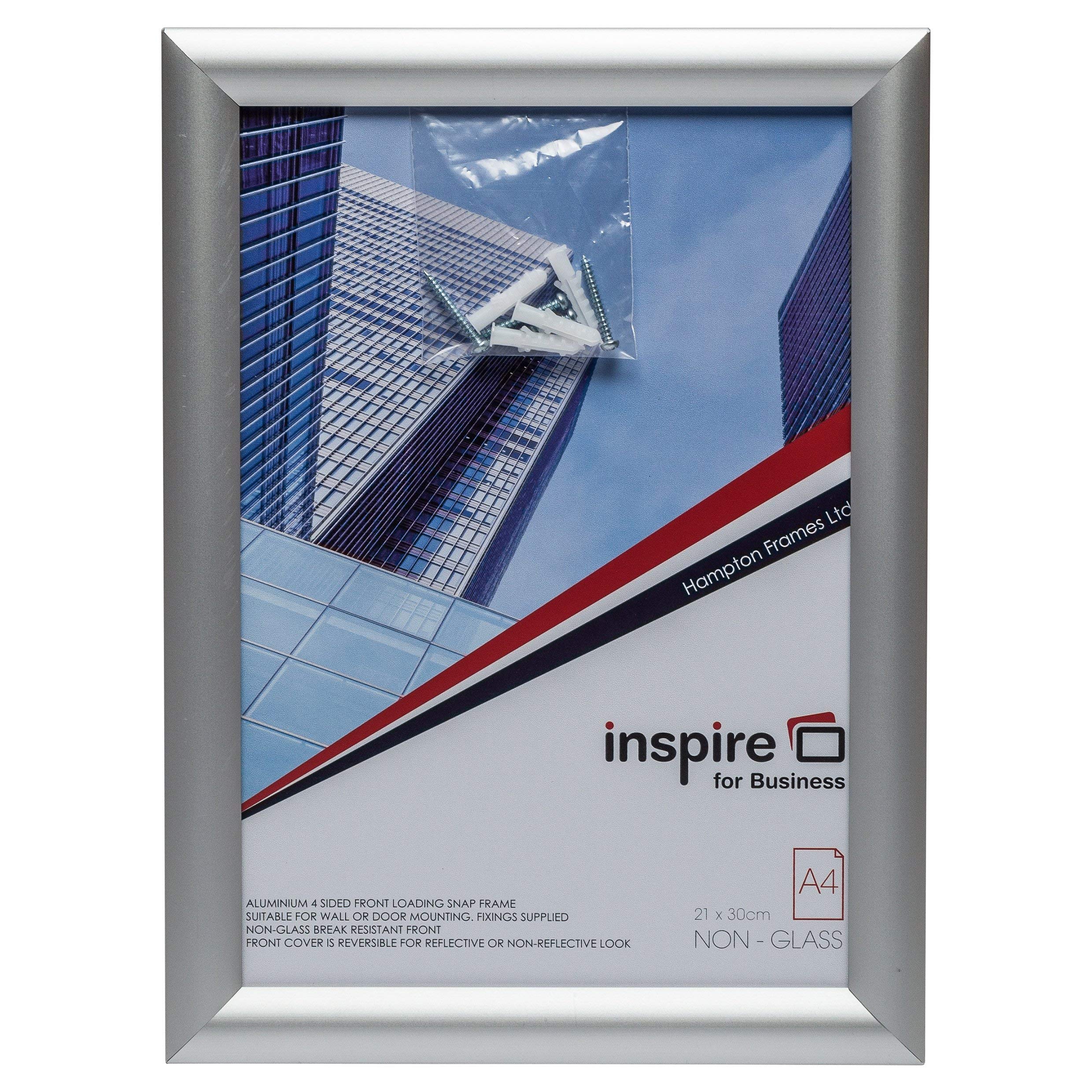Hampton Frames | Poster Certificate Display Frame | A4 (21x30cm), Silver, Rectangular | Snap Open Design, Aluminium Construction, Wall Mountable | Secure Photo Display