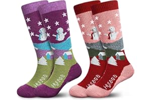 Hylaea Merino Wool Ski Socks Kids, Knee-high Warm Thermal Snowboard Skating Socks for Boys Girls Toddler