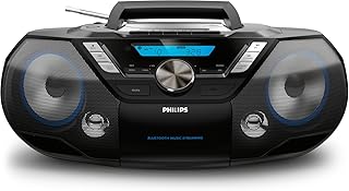 Philips AZB798T/12 CD-Soundmaschine, CD Player Tragbar (Radio DAB+/UKW, Bluetooth, CD, MP3-CD, USB, Kassette, All-in-One-Soundsystem) schwarz