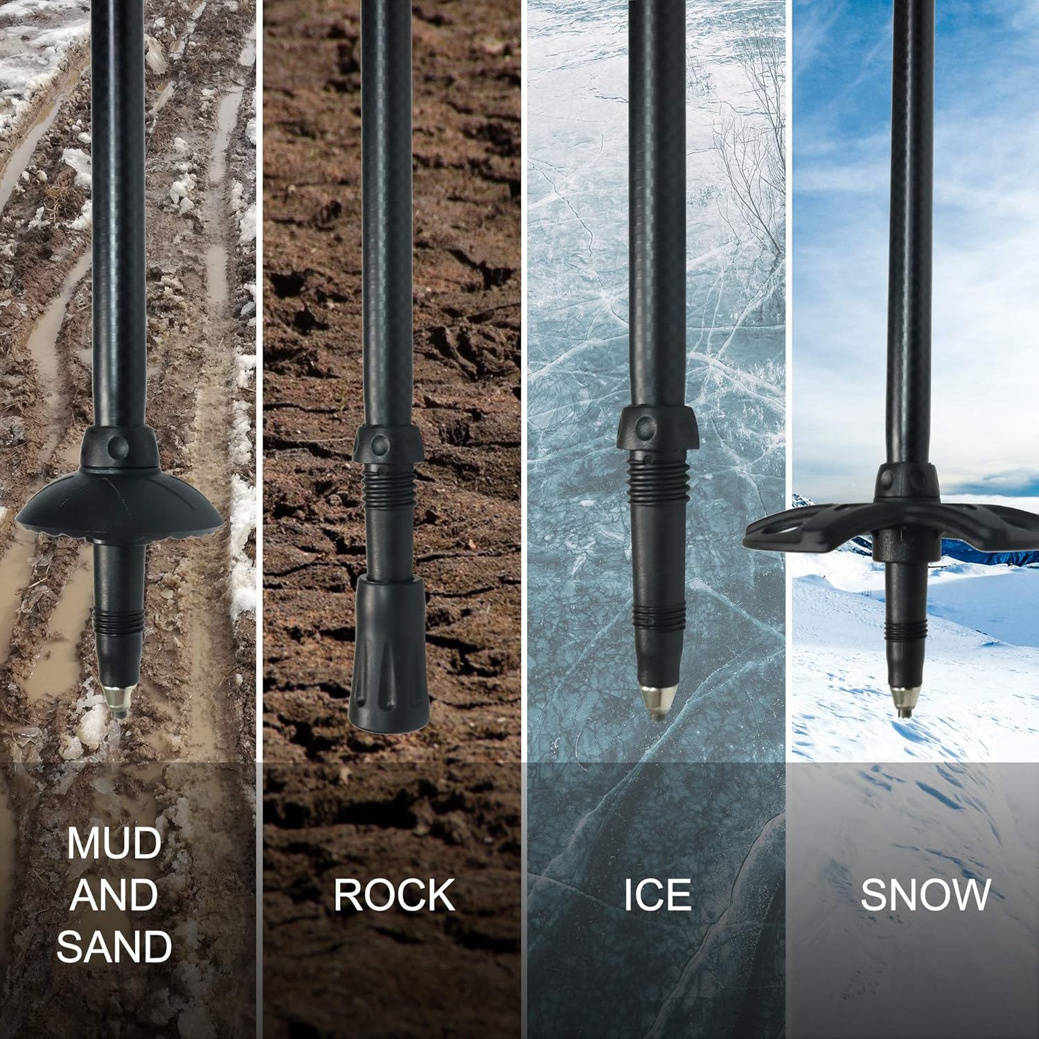 KINGGEAR Trekking Poles, Collapsible Adjustable Walking Sticks, Lightweight 7075 Aluminum, Quick Flip Lock, Anti-Sweat Cork, Tungsten Tips for Hiking, Nordic Walking and Cross Trekking(White) : Sports & Outdoors