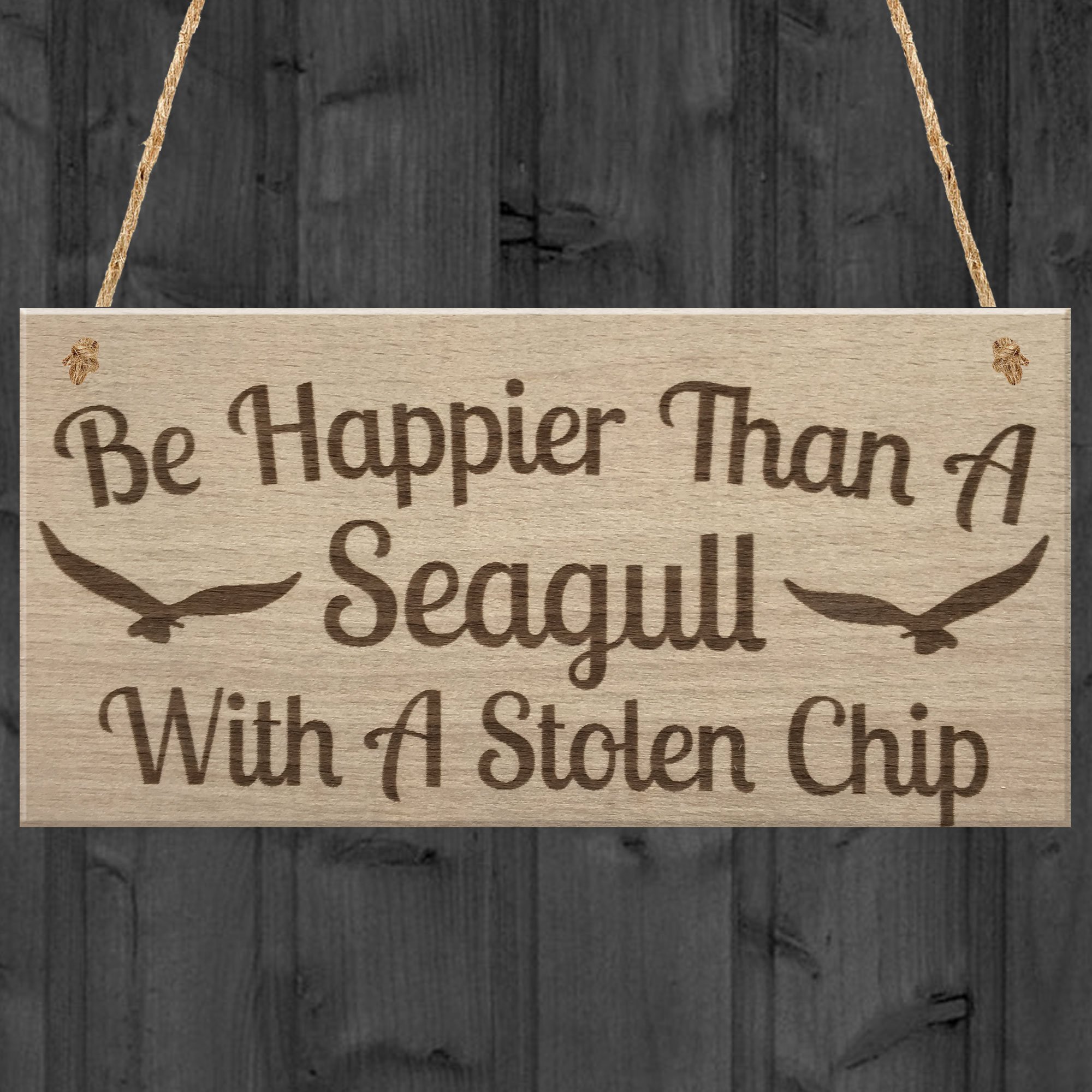 Red Ocean Happier Seagull Funny Inspiring Friendship Gift Hanging Plaque Best Friend Sign Happiness Smile Motivation Gift