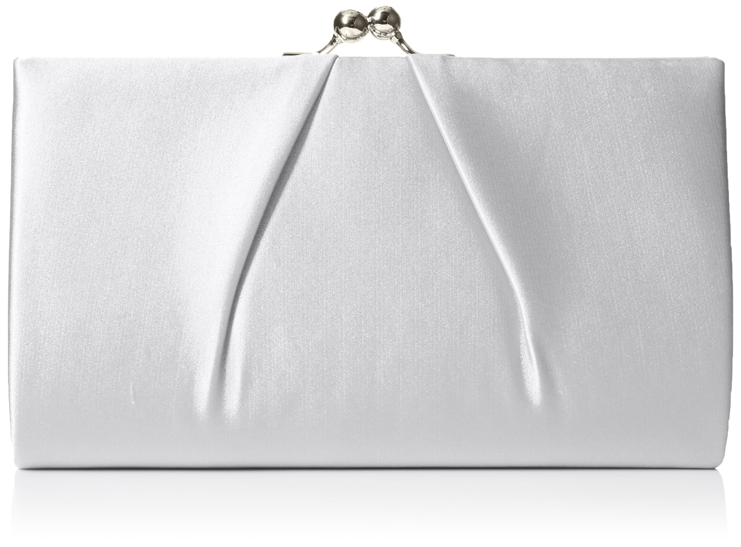 Swanky Swans Womens Mira Satin Classic Frame Bag Clutch Silver (Silver) ,5.1x12x20.8 cm (W x H x L)