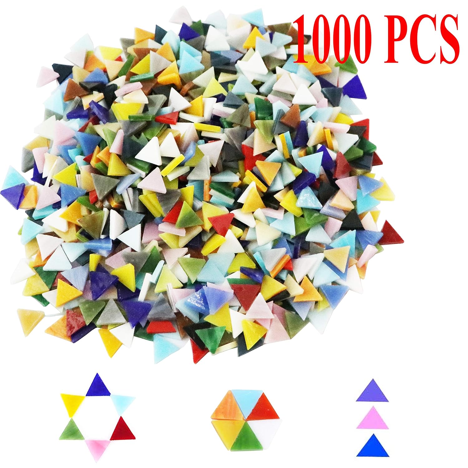 1000 Pieces Mixed Color Mosaic Tiles Mosaic Glass Pieces For Home Decoration Or Diy Crafts Square Triangle15 By 15 Cm