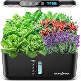 Ahopegarden Hydroponics Growing System: 10 Pods Temp ＆ Humidity Display | Indoor Garden Kit with LED Grow Light for Lettuce and Tomatoes - Beginner-Friendly Plant Germination Kit for Home Kitchen