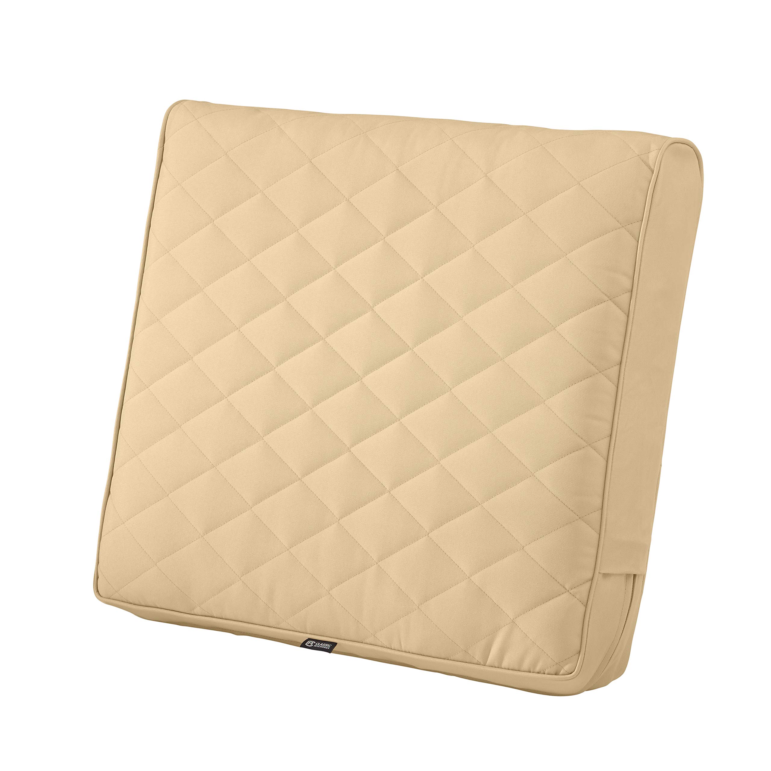Classic Accessories Montlake FadeSafe Water-Resistant 21 x 20 x 4 Inch Wide Back Patio Quilted Lounge Cushion, Chamomile Image
