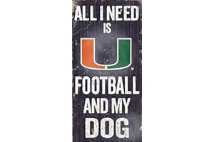 Fan Creations C0640 University of Miami Football and My Dog Sign, Black/White/Orange/Green (6" x 12")