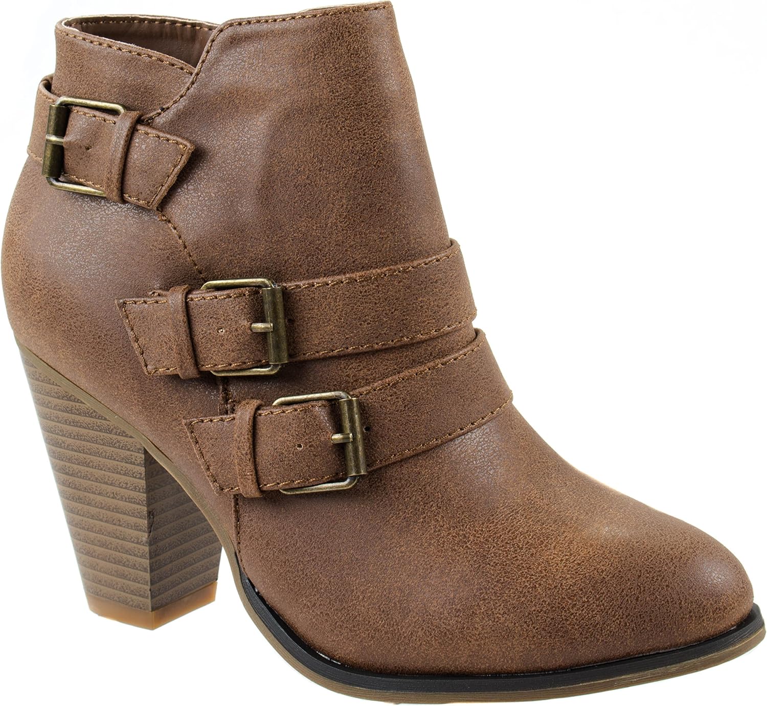 tan block heel ankle boots