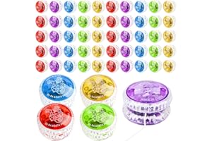 OCTADAY 55 Pcs Light up Yo Yo Ball Bulk Colorful LED Responsive Ball Plastic Responsive Bearing Ball for Beginner Level Kids Birthday Christmas Stocking Stuffers