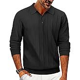 COOFANDY Mens Knit Polo Long Sleeve Polos Sweater Causal Collared Golf Sweaters Fashion Business Dress Pullover