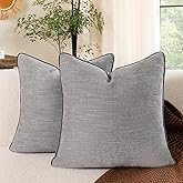 MATTINS Blue Ashes Pillow Covers 20x20 Inch Set of 2 – Chenille Throw Pillow Covers – Cozy Boho Farmhouse Cushion Cover – Soft Accent Pillowcase for Couch, Sofa, Bed, Living Room, Home Decor