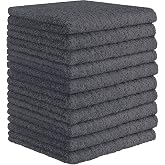 DecorRack 10 Pack 100% Cotton Wash Cloth, Luxurious Soft, 12 x 12 inch Ultra Absorbent, Machine Washable Washcloths, Gray (10