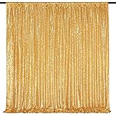 Gold Sequin Backdrop Curtain 2 Pcs 5FTx10FT Panels Stage Background for Wedding Party Drapes Decorations