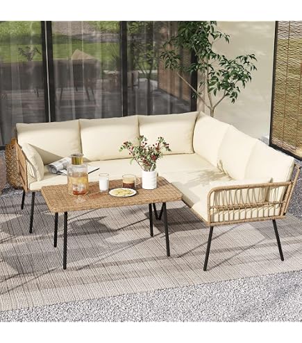 Patio Loveseat With Cushions & Lumbar Pillows, Grey