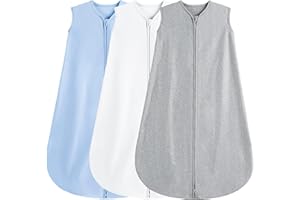 BSTOPPT 3 Pack Baby Sleep Sack 12-18 Months 100% Rayon Cotton Baby Sleeping Bag 2-Way Zipper Toddler Wearable Blankets Comfy Stretchy Thin Sleep Sacks TOG 0.3