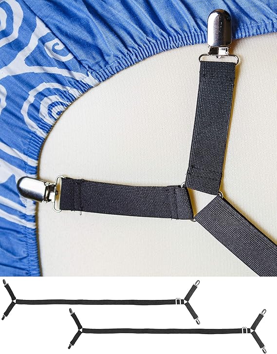 FeelAtHome Bed Sheet Holder Straps CrissCross Pack of 2 Bedsheet