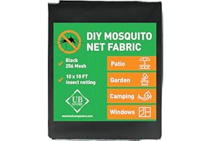 UB-STORE Black DIY Mosquito Net Fabric | 10x10 FT Netting | Insect Cover for Garden, Patio, Outdoor & Windows | Multiple Sizes in Black, White & Green | Raised Bed Screen Mesh Barrier