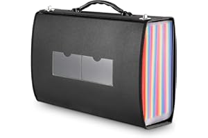 ZANNAKI Large Accordion File Organizer with Tabs & Stickers, Legal Size/Letter/A4 Paper 24 Pockets Expanding File Folder with Handle, Portable Document File Folder Organizer for Office Travel
