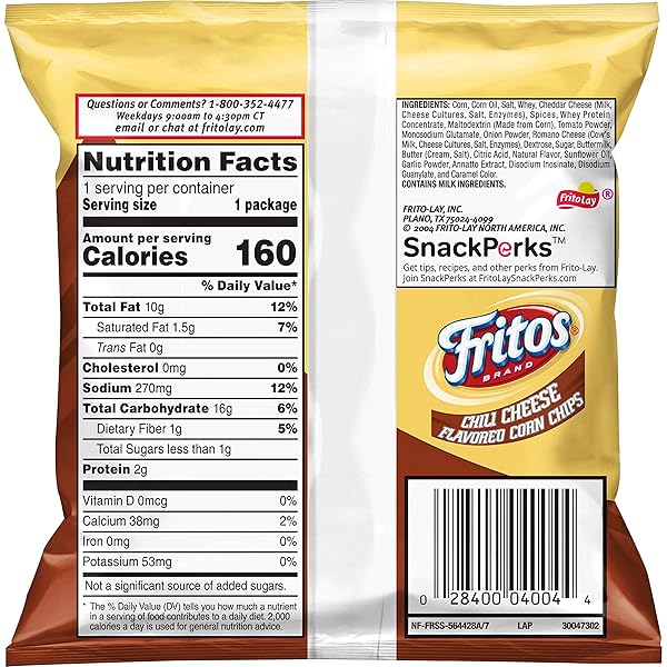 FRITOS CORN CHIPS, CHILI CHEESE, 1 OUNCE (PACK OF 40)
