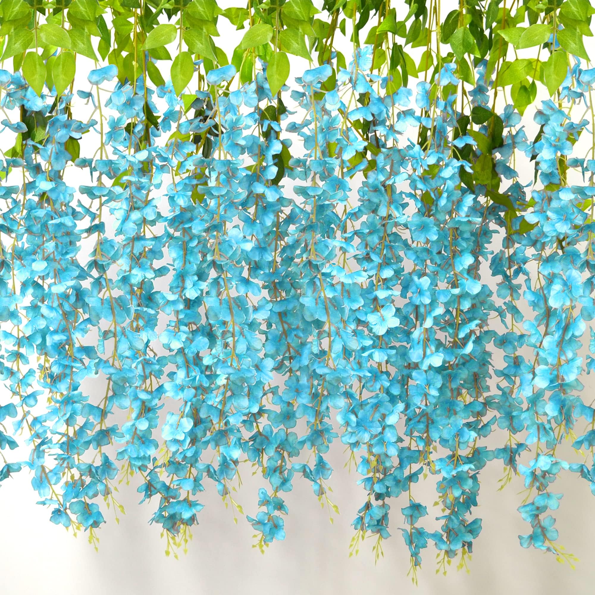 AIBAOBAO 12PCS Artificial Flowers Wisteria, Fake Flowers Vine Garland, Hanging Trailing Plants Bush String Flower for Wedding, Party, Ceremony, Home, Garden, Outdoor, Indoor st patricks day Decoration
