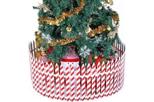 Sasylvia 30 Pcs 16inch Tall Wooden Christmas Tree Fences Christmas Tree Gate for Pets Candy Red Stripes Barrier Xmas Decoration Picket Fence Border for Dogs Xmas Party Indoor Outdoor