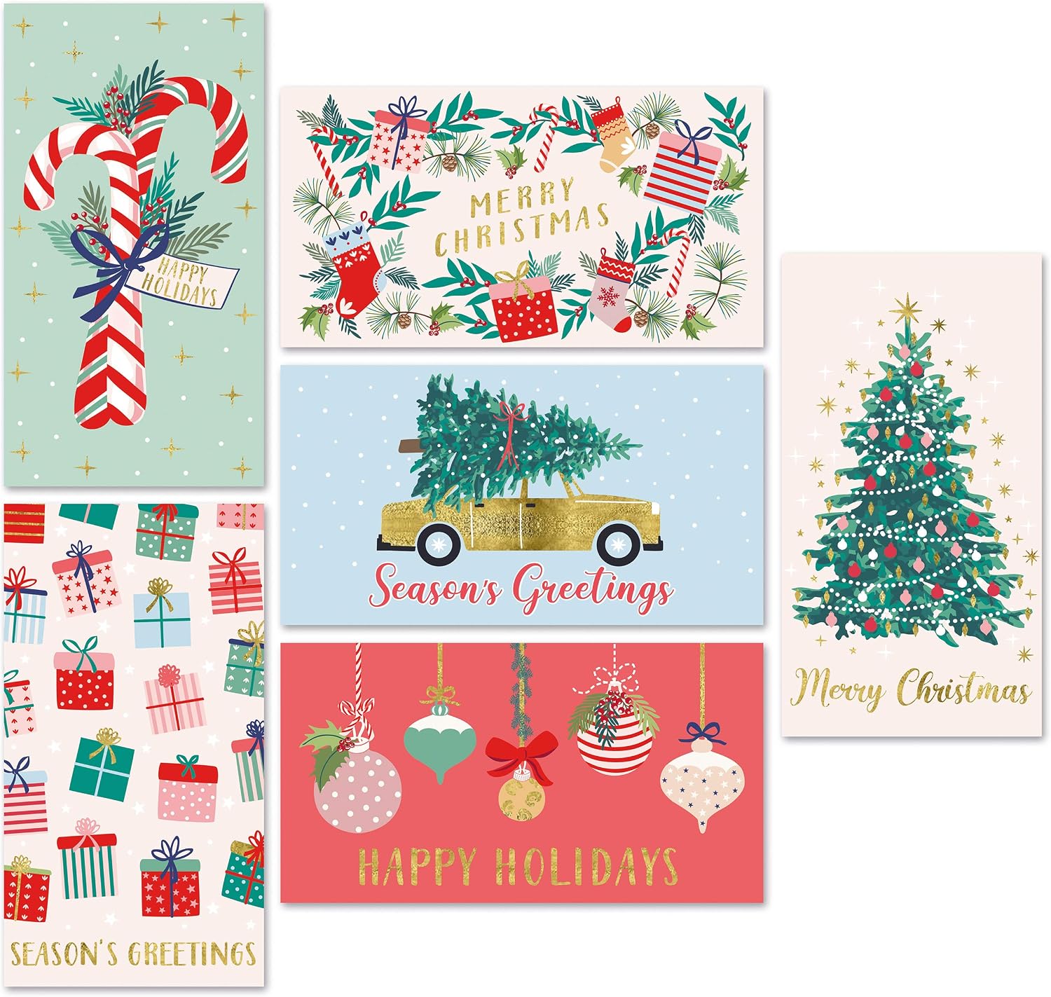 Sweetzer & Orange Christmas Money Cards with Envelopes for Teens and Adults. 24 Christmas Decor Sheets- 300gsm Greeting Cards With (120gsm) Envelopes