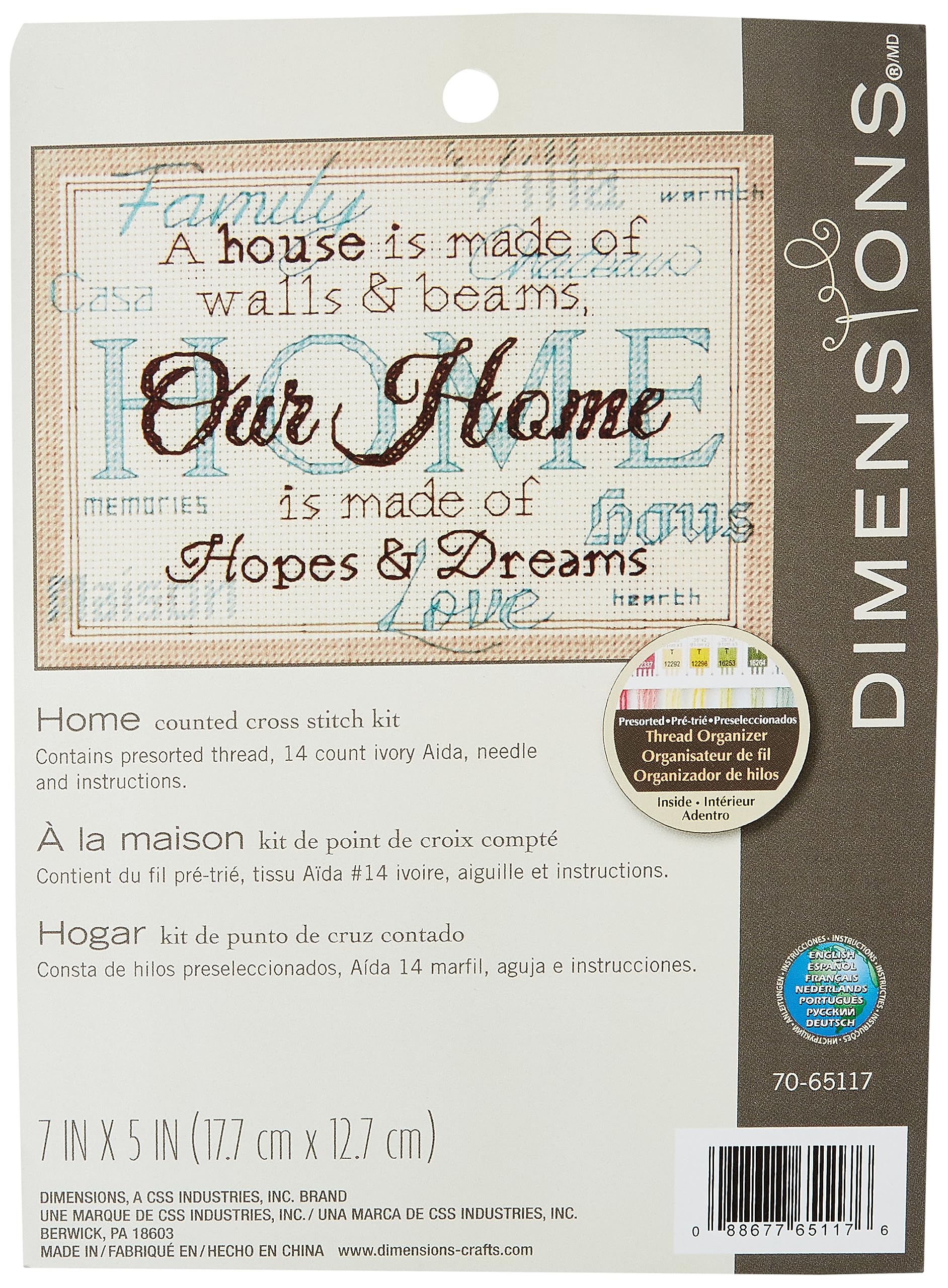 Dimensions Counted Cross Stitch: Home Memories, Polyester blend, Multi-Colour, 17 x 12 x 0.2 cm