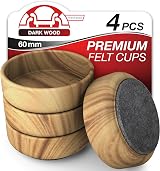 Medipaq Felt Castor Cups 4 Large 60mm Dark Wood Grain Floor Protectors