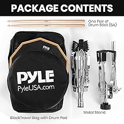 Pyle 12” Practice Pad Set with Snare Stand-Double